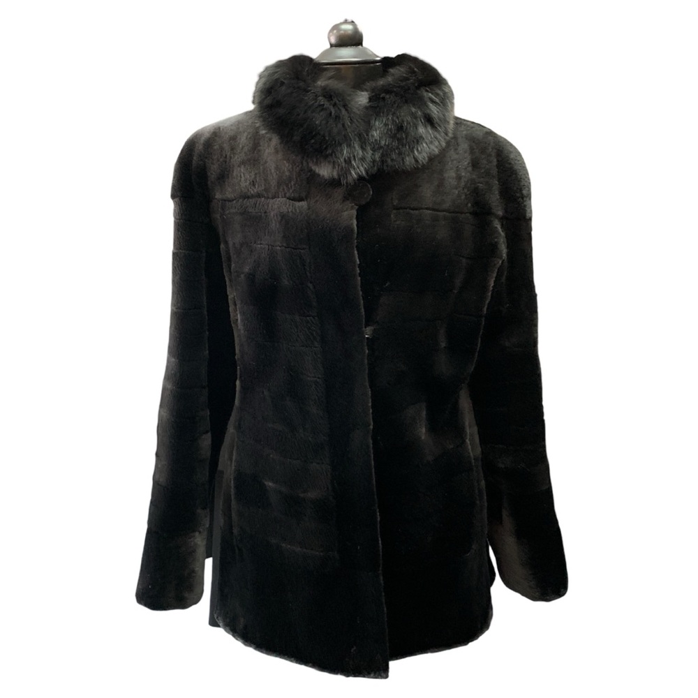 Genuine Sheared Fur Jacket with Fox Collar